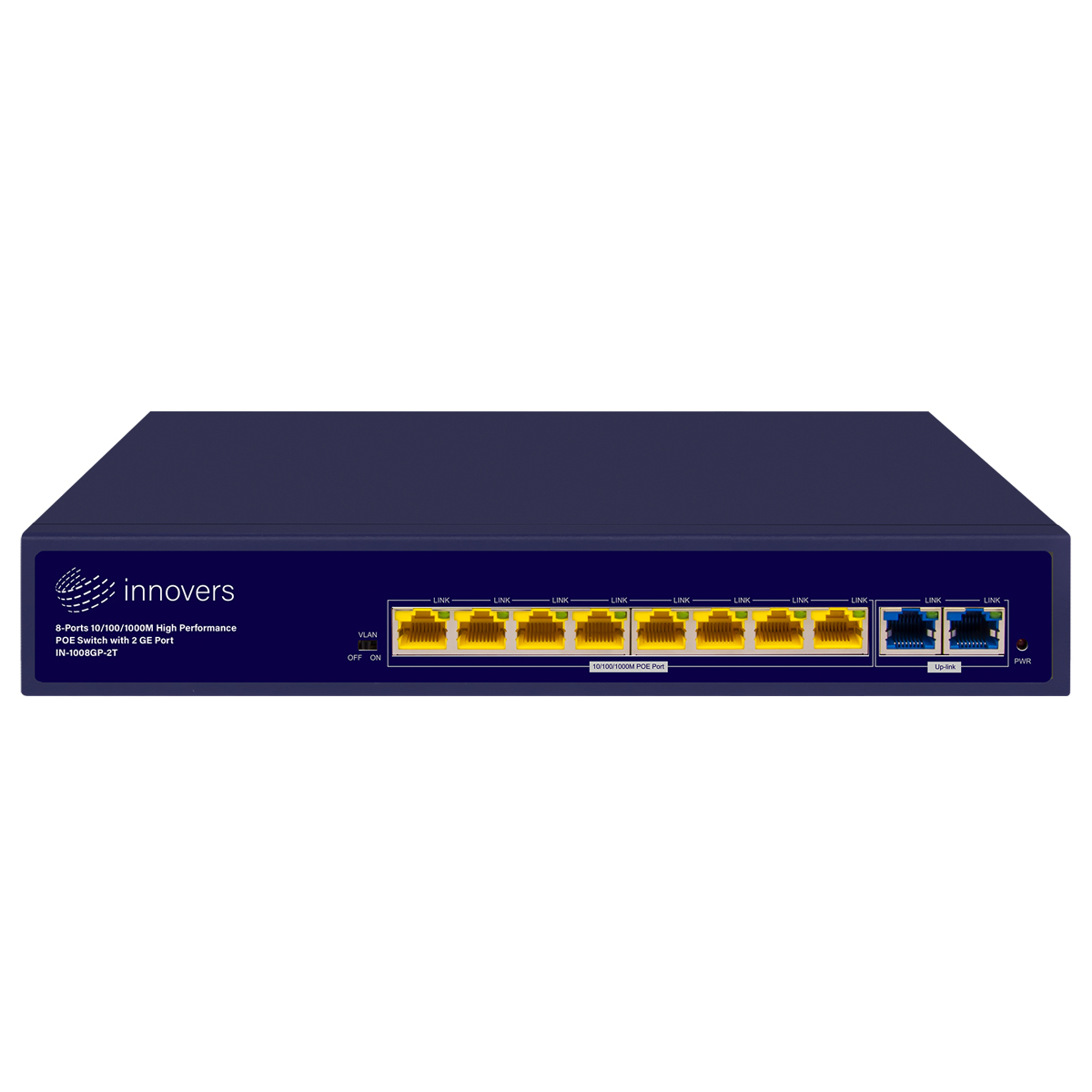 سوییچ ۸ پورت گیگابیت PoE+ اینوورس IN‑1008GP‑2T – توان کل ۱۲۰ وات