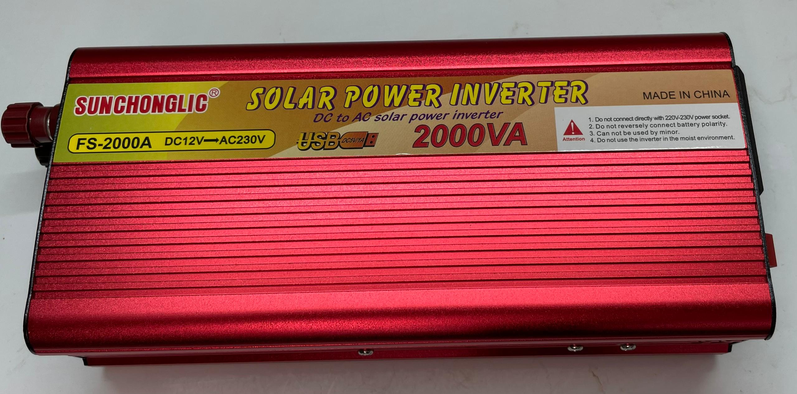 اینورتر خورشیدی Sunchonglic مدل FS-2000A (تبدیل DC 12 ولت به AC 230 ولت، موج اصلاح‌شده)