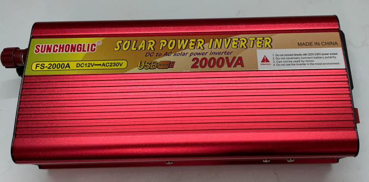 اینورتر خورشیدی Sunchonglic مدل FS-2000A (تبدیل DC 12 ولت به AC 230 ولت، موج اصلاحشده)
