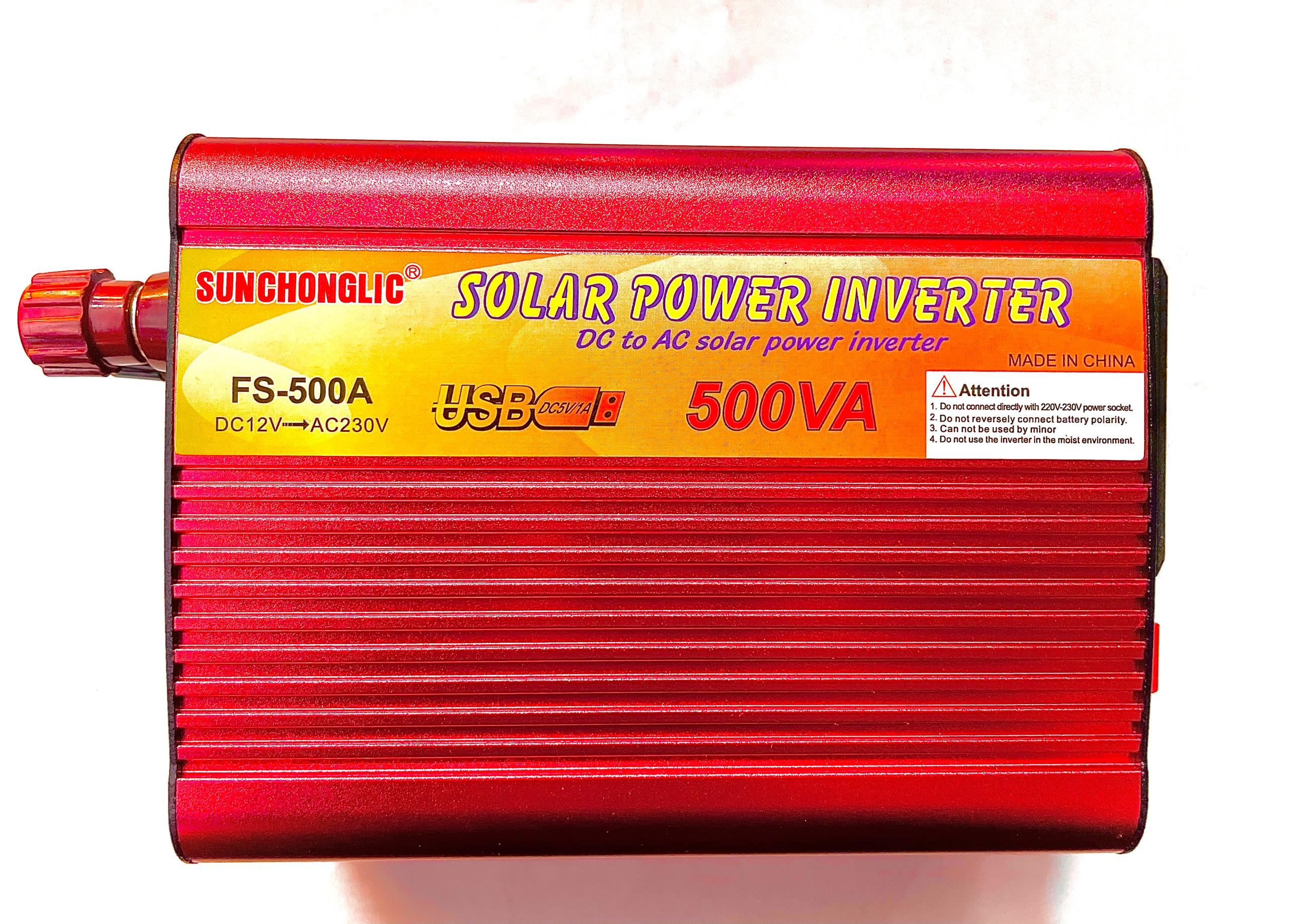 اینورتر خورشیدی Sunchonglic مدل FS-500A (تبدیل DC 12 ولت به AC 230 ولت، موج اصلاح‌شده)